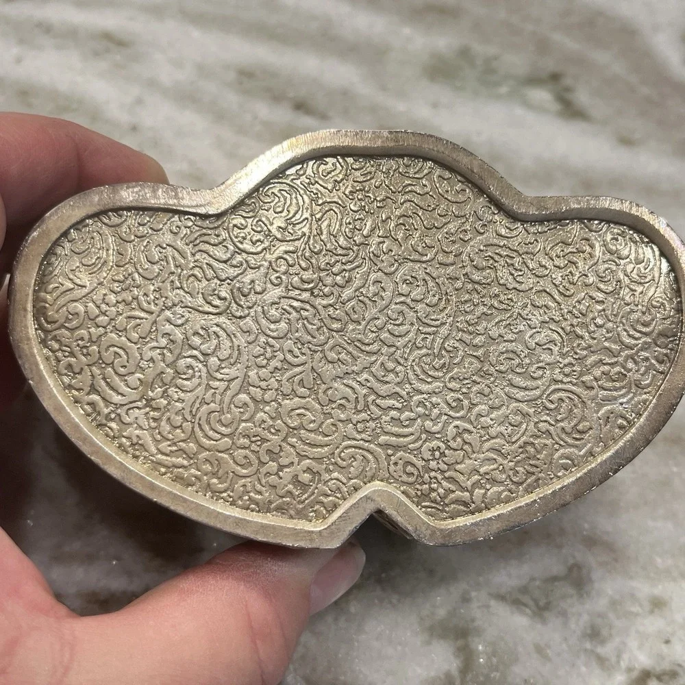 Vintage‎ Silver Plated Double Heart Ornate Trinket Jewelry Box - Picture 3 of 6